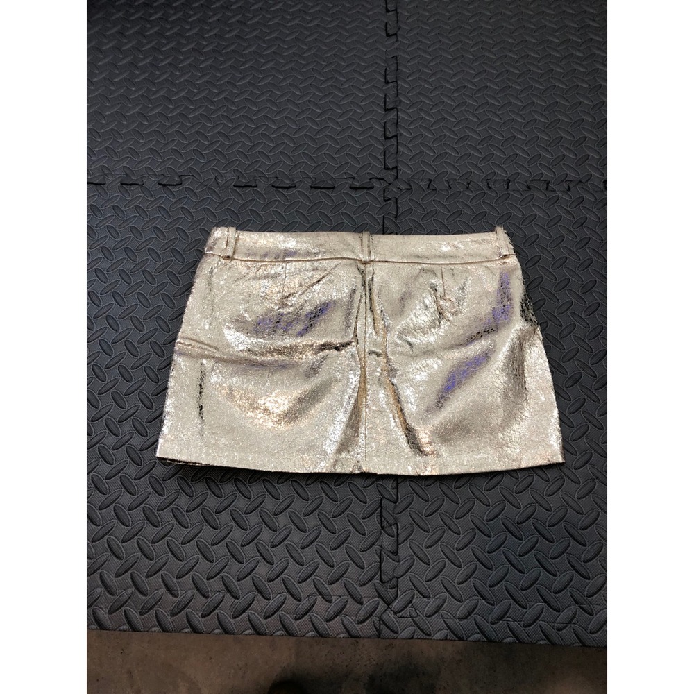 NWT Amanda Uprichard Paris Skirt Mini Women Size M Gold Metallic Textured Skirt - Picture 8 of 9